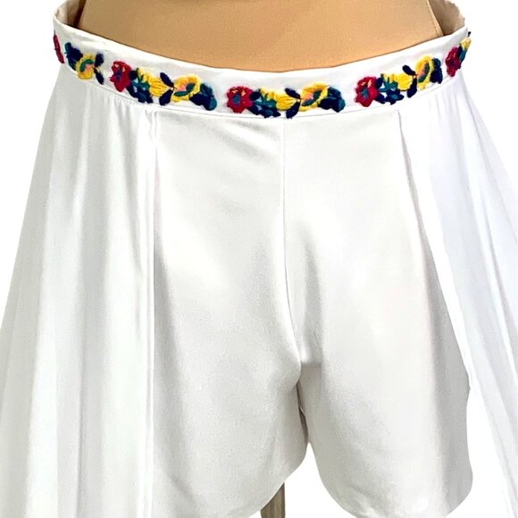 Custom 2PC Set Pageant Floral Embroidered Halter Top White Shorts Chiffon Skirt - Picture 5 of 10